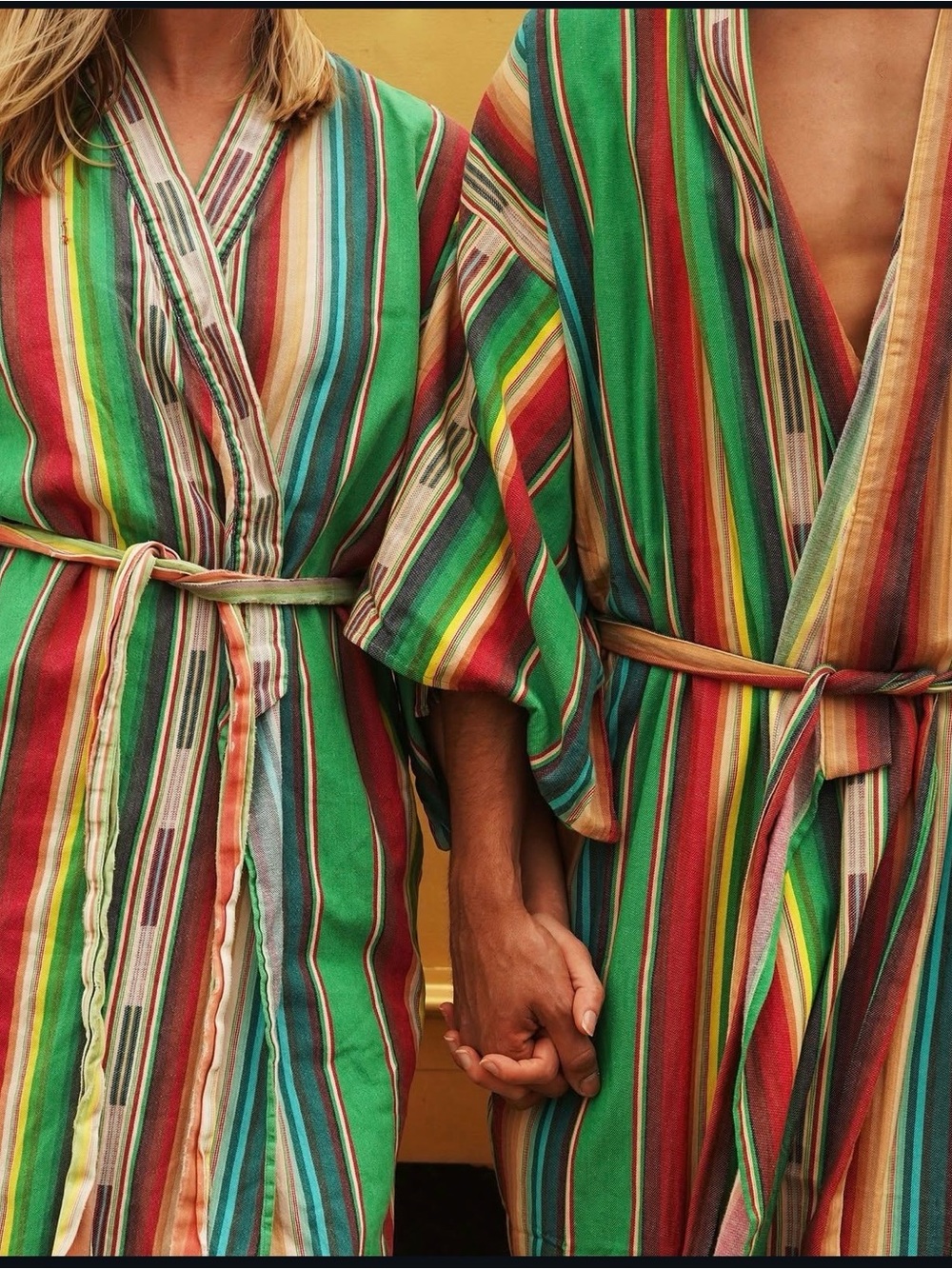 Striped Green Multi-Color Kimono Robe - Picture 2 of 9